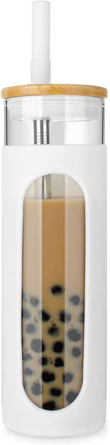 Tronco 26 oz Iced Coffee Glass with Bamboo Lid
