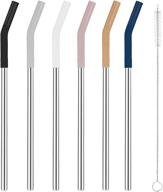 Tronco Stainless Steel Reusable Straws, Set of 6